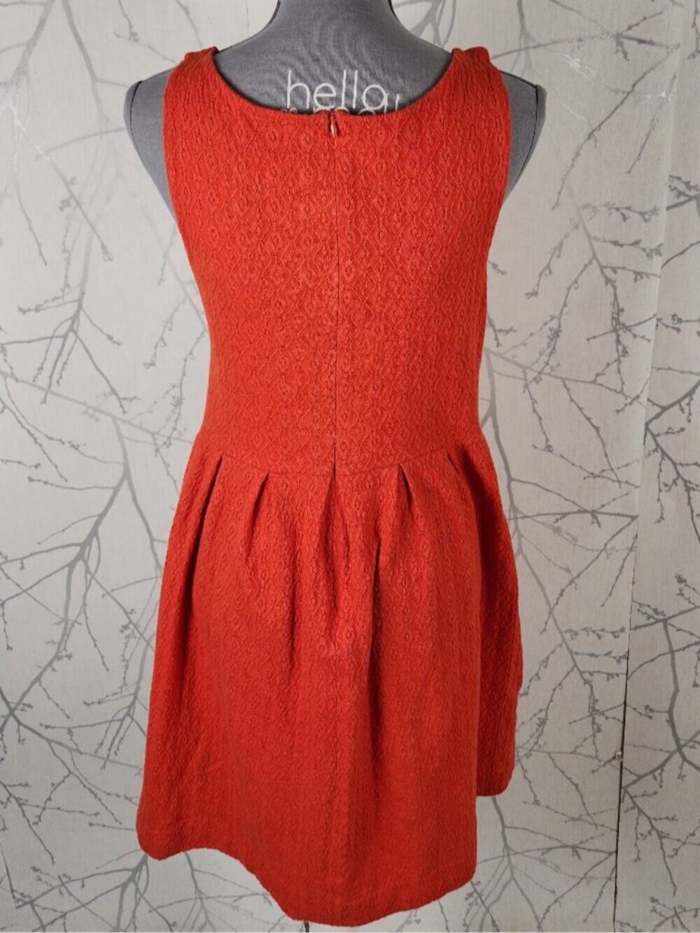 Deletta Orange Textured Jersey Knit Fit & Flare Dress - Picture 5 of 8
